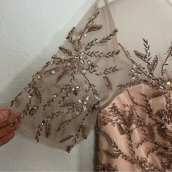 Mac Duggal Nude Embroidered Maxi Dress - Picture 5 of 15